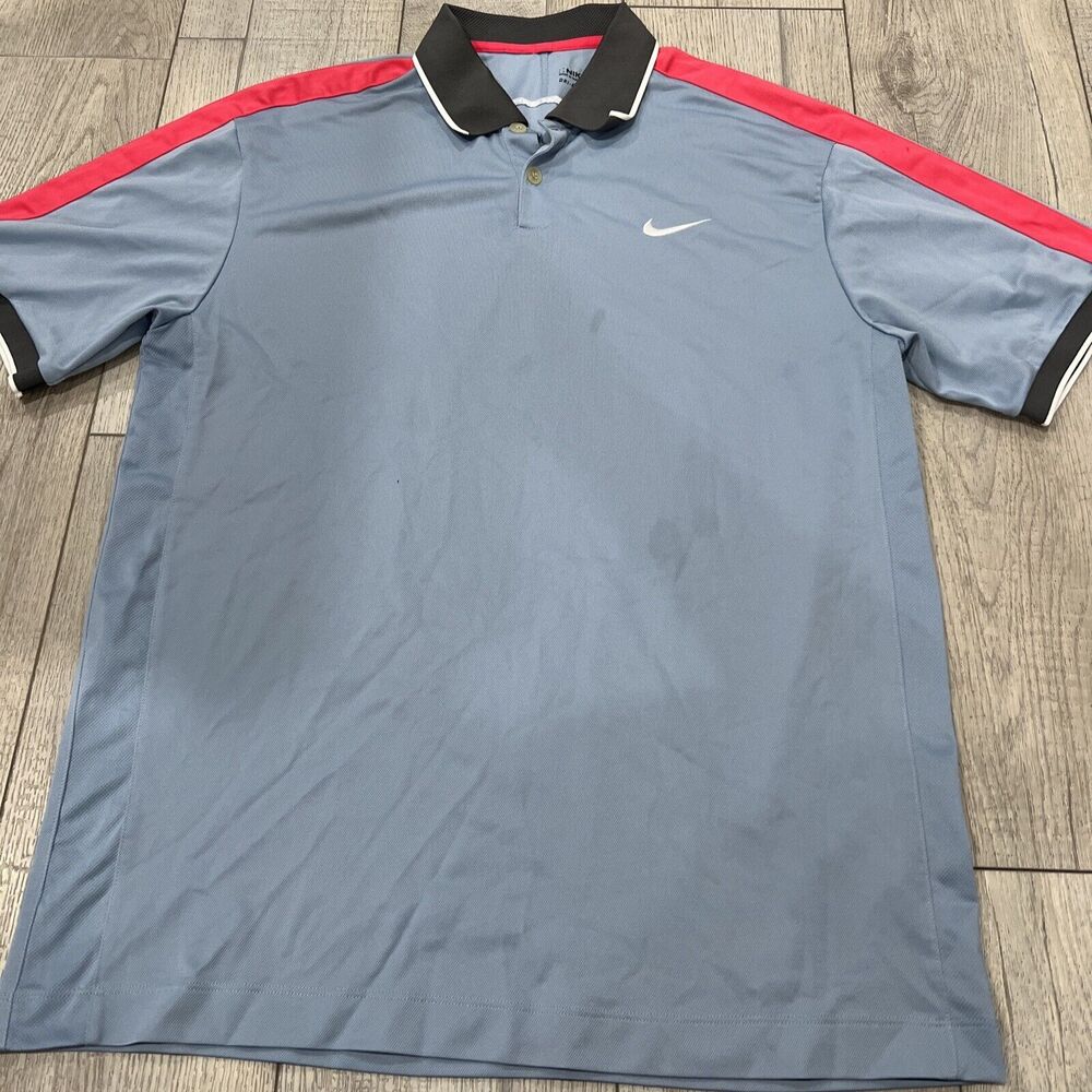 Nike Golf Tour Performance Dri Fit Polo Striped Pink Gray Men’s Medium M